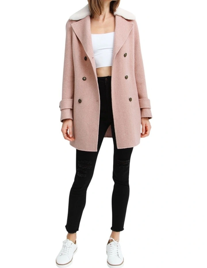 Liberty Sherpa Collar Wool Blend Coat in Blush image 4
