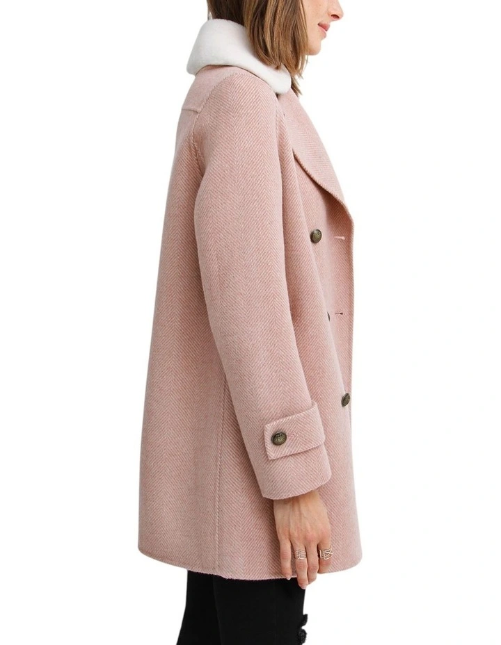 Liberty Sherpa Collar Wool Blend Coat in Blush image 5