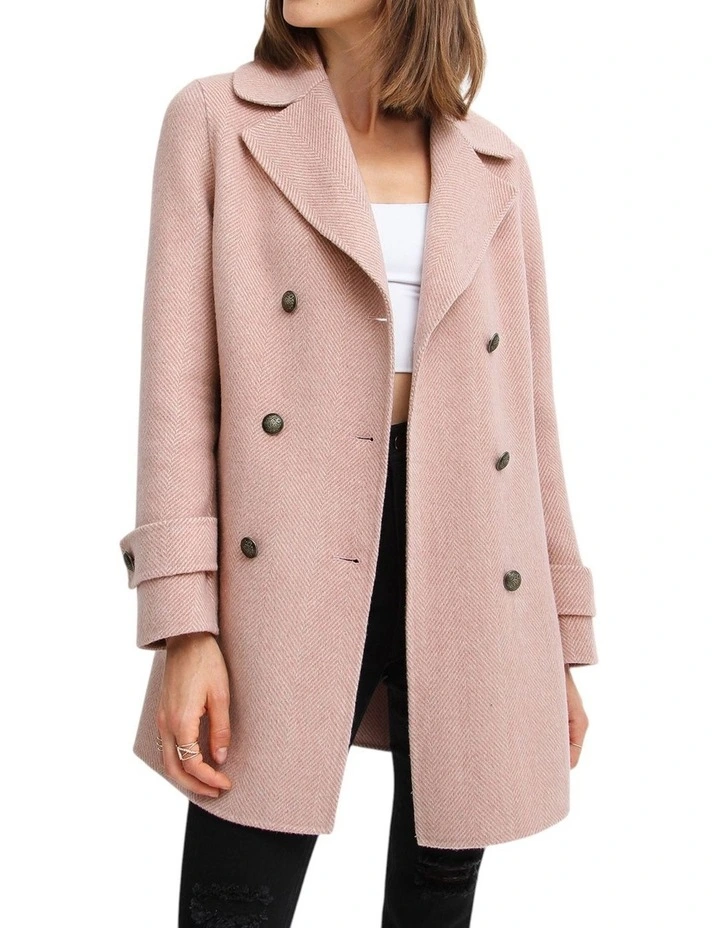 Liberty Sherpa Collar Wool Blend Coat in Blush image 6