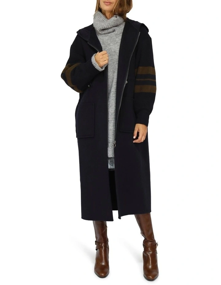 Cool Kid Hooded Coat in Navy/Olive image 2