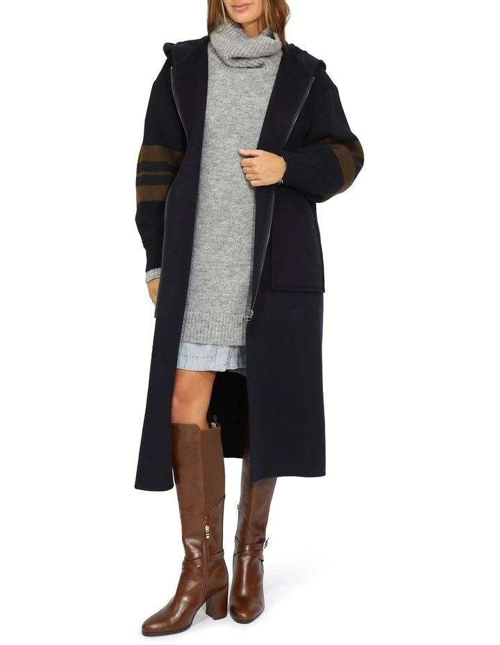 Cool Kid Hooded Coat in Navy/Olive image 7