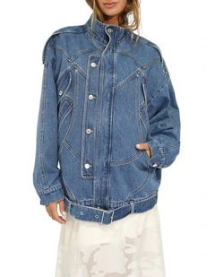 Downtown Denim Oversized Jacket in Medium Denim Wash