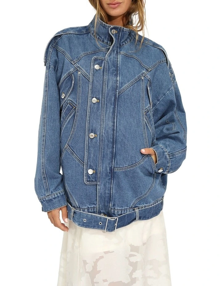 Downtown Denim Oversized Jacket in Medium Denim Wash image 1