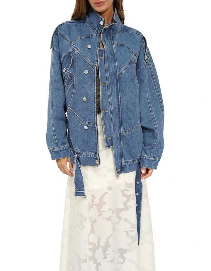 Downtown Denim Oversized Jacket in Medium Denim Wash image 2