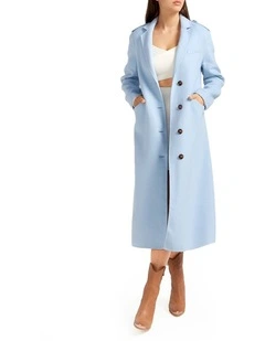Tainted Love Longline Coat in Sky Blue