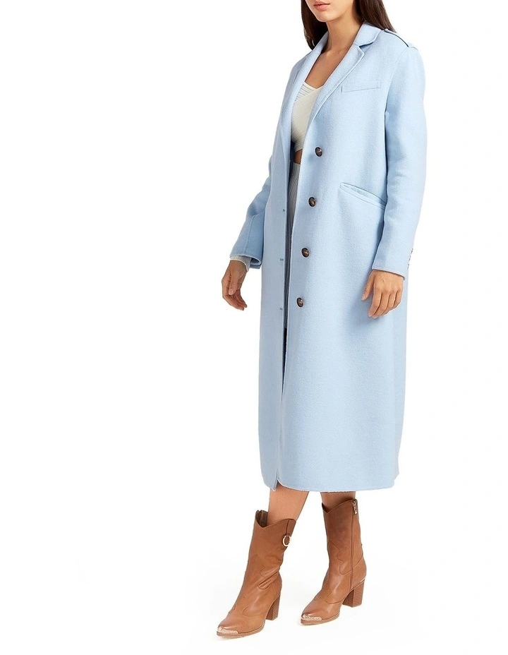 Tainted Love Longline Coat in Sky Blue image 2