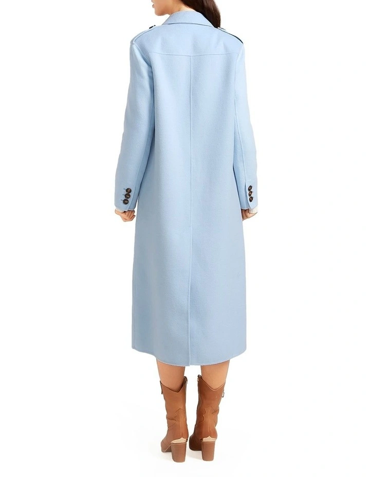Tainted Love Longline Coat in Sky Blue image 3