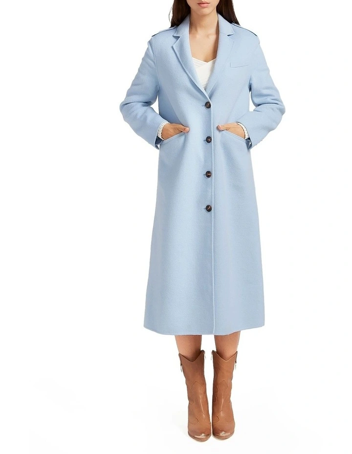Tainted Love Longline Coat in Sky Blue image 4