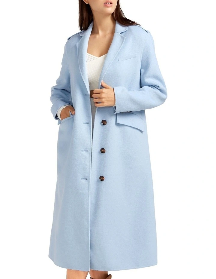 Tainted Love Longline Coat in Sky Blue image 6