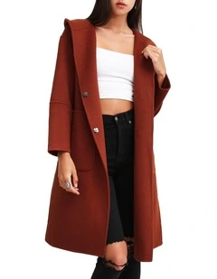 Walk This Way Wool Blend Oversized Coat in Caramel