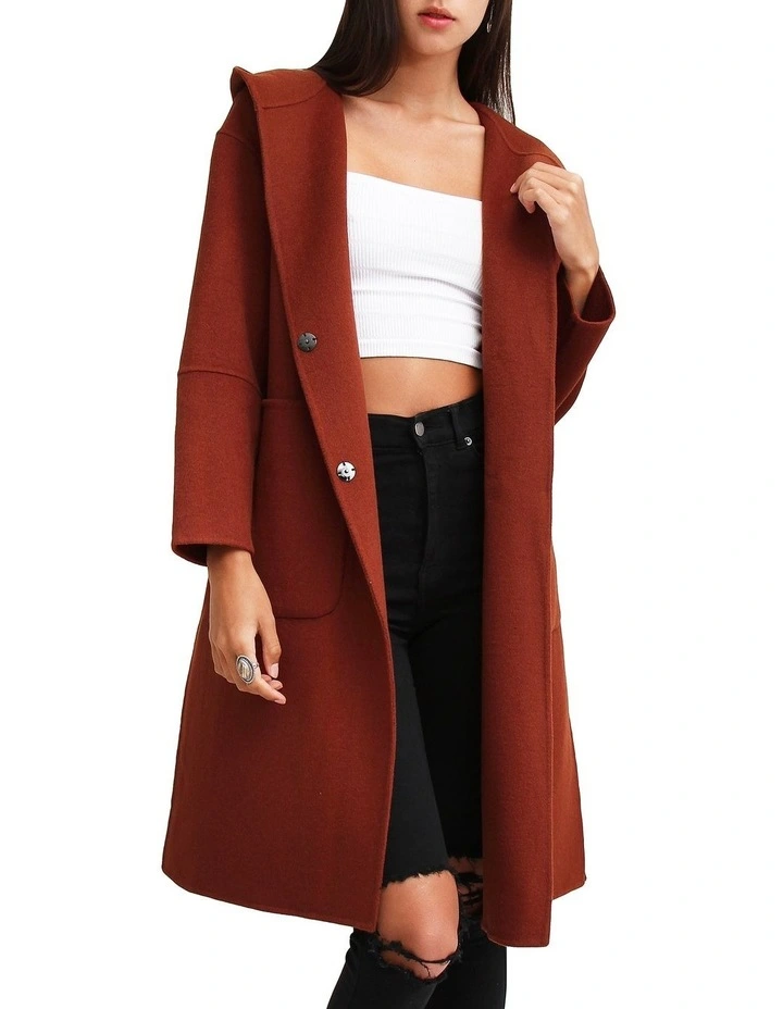 Walk This Way Wool Blend Oversized Coat in Caramel image 1