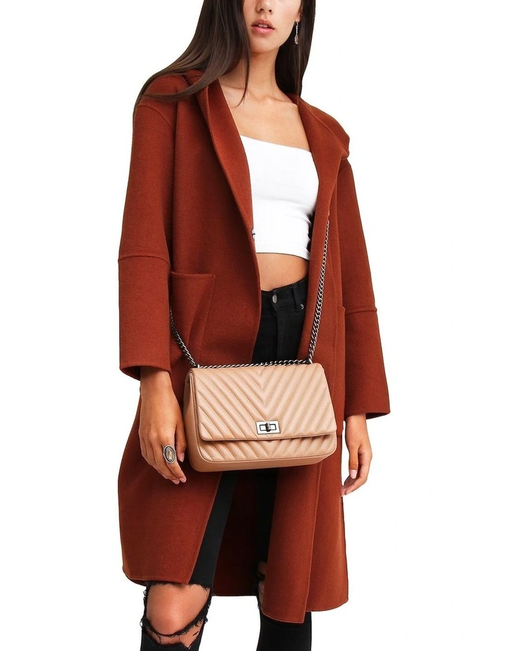 Walk This Way Wool Blend Oversized Coat in Caramel image 2