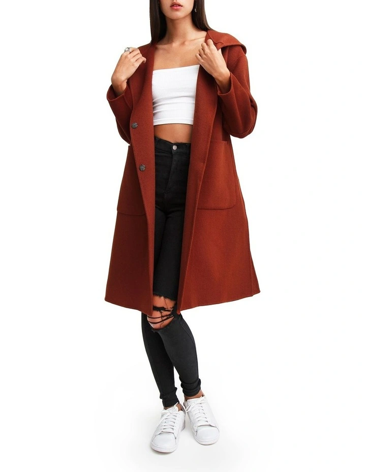 Walk This Way Wool Blend Oversized Coat in Caramel image 4