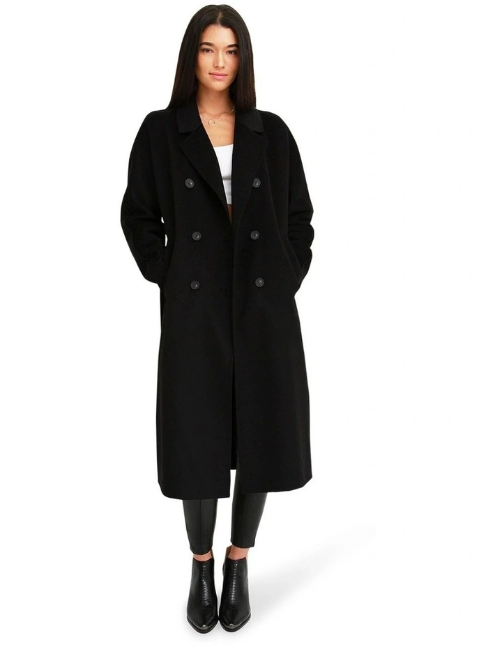 Boss Girl Double Breasted Lined Wool Coat in Black image 1