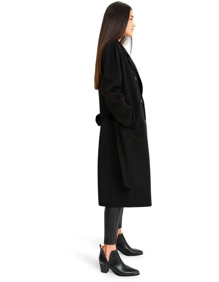 Boss Girl Double Breasted Lined Wool Coat in Black image 2