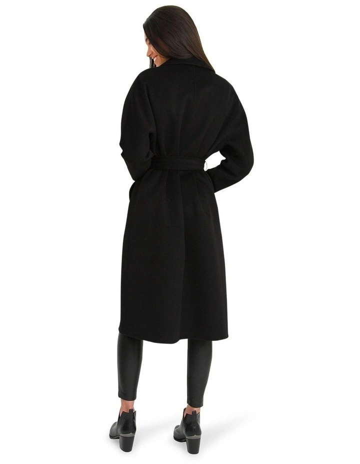 Boss Girl Double Breasted Lined Wool Coat in Black image 3