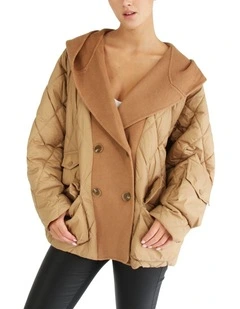 Only You Quilted Utility Jacket in Camel