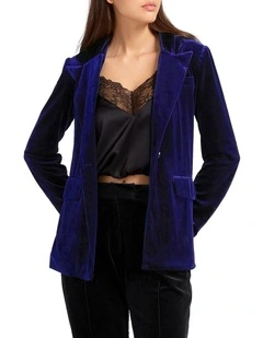 Eternity Velvet Blazer in Royal Blue