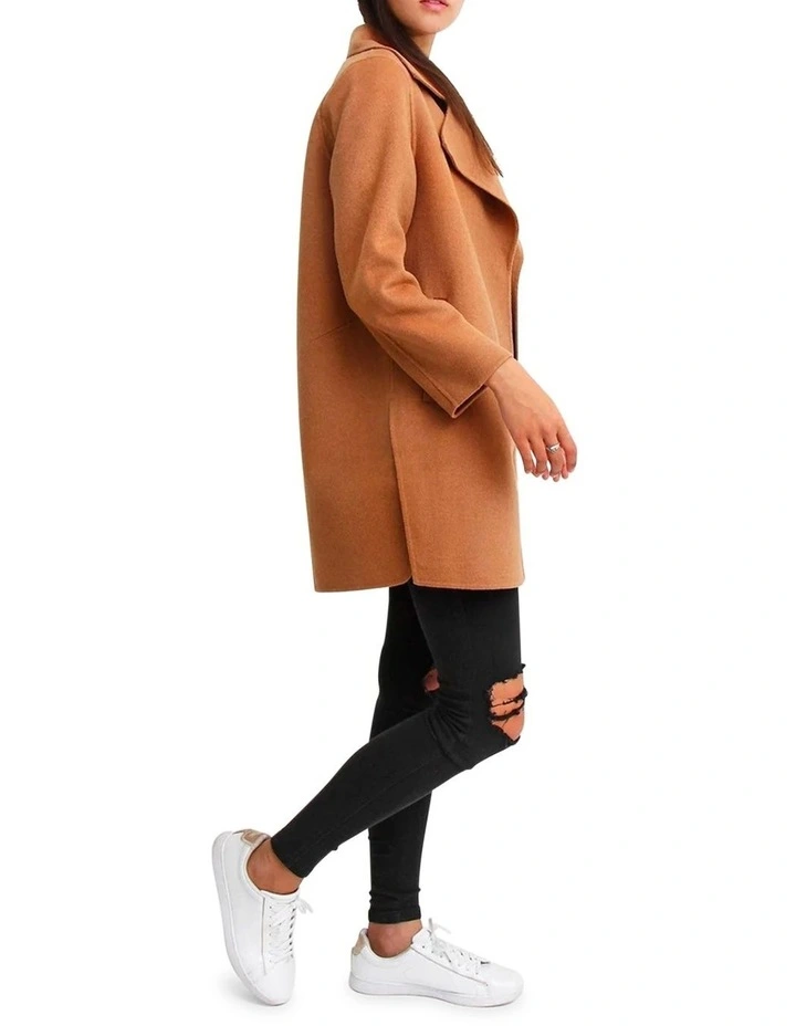 Ex-Boyfriend Wool Blend Oversized Jacket in Camel image 4