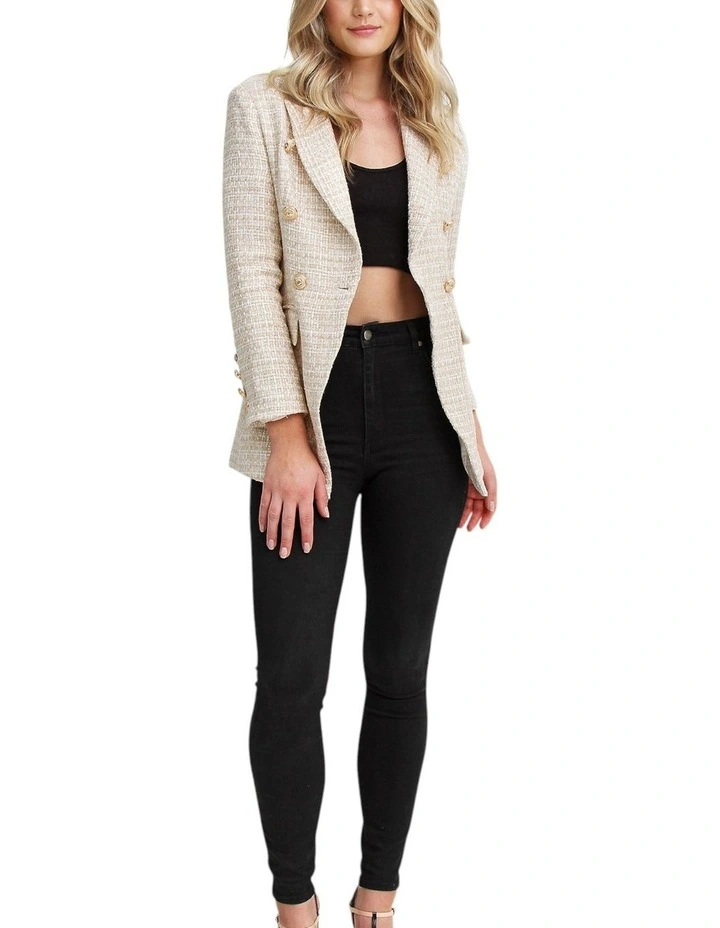 Princess Polina Tweed Blazer in Beige Marle image 4