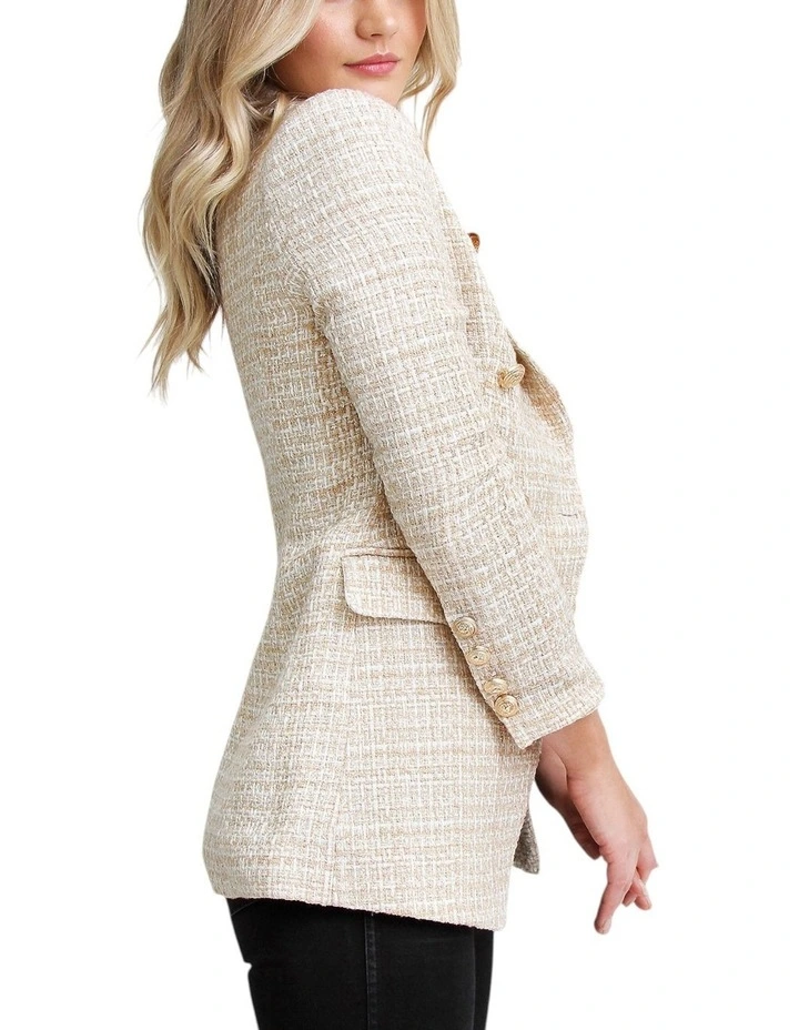 Princess Polina Tweed Blazer in Beige Marle image 5