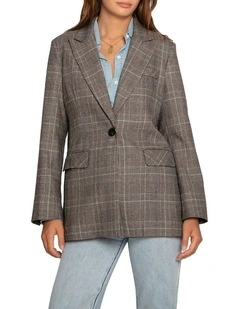 Paris Grid Single Breasted Blazer in Check