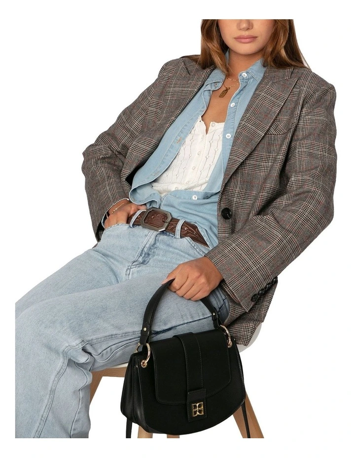 Paris Grid Single Breasted Blazer in Check image 7