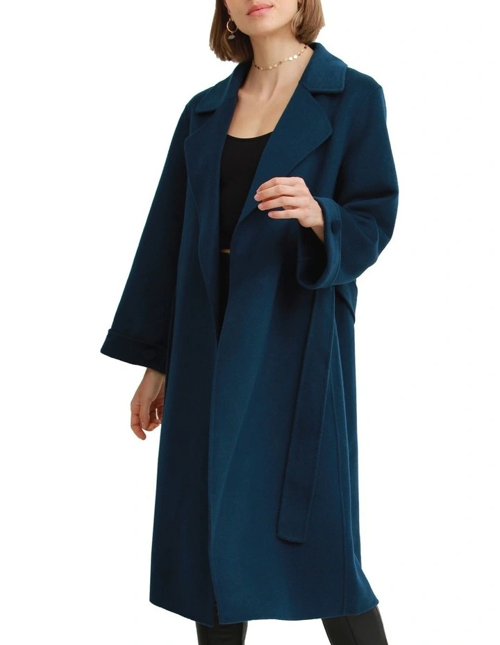 Stay Wild Oversized Wool Coat in Dark Teal image 4