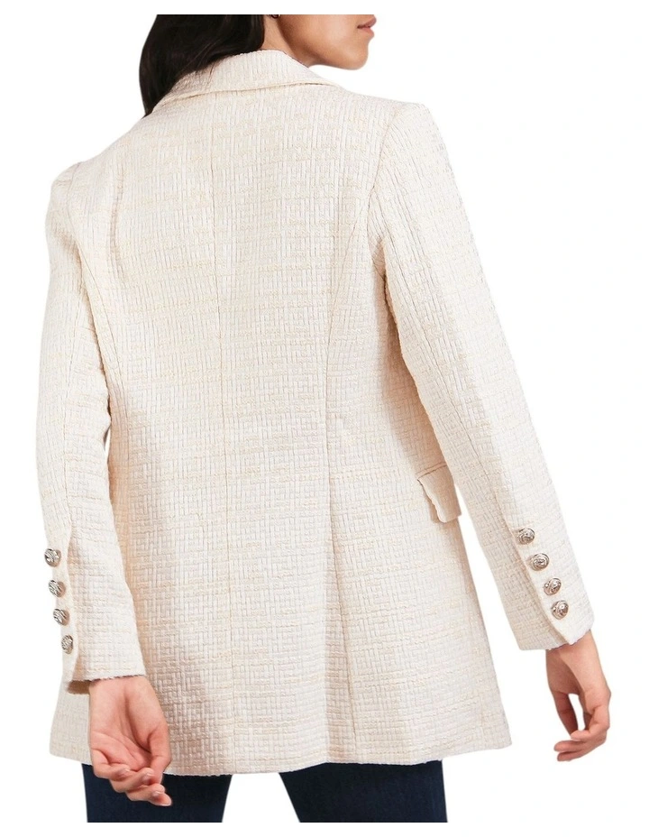 Princess Polina Tweed Blazer in Cream image 3