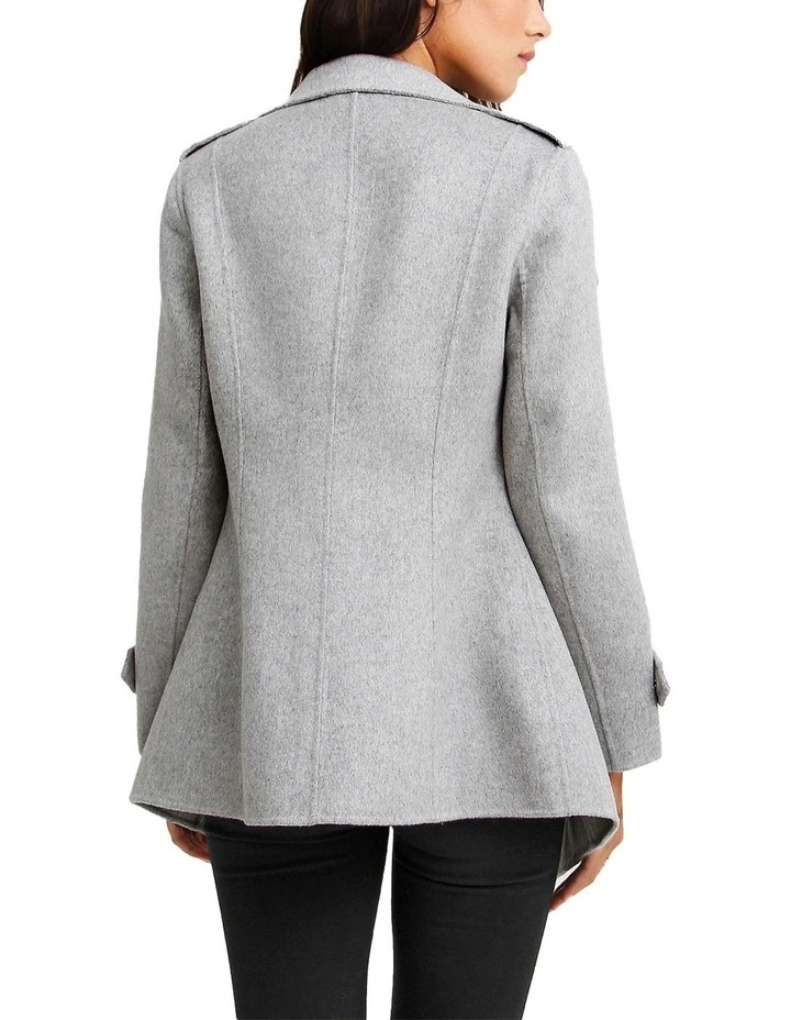 Bad Girl Wool Blend Moto Coat in Grey Marle image 3