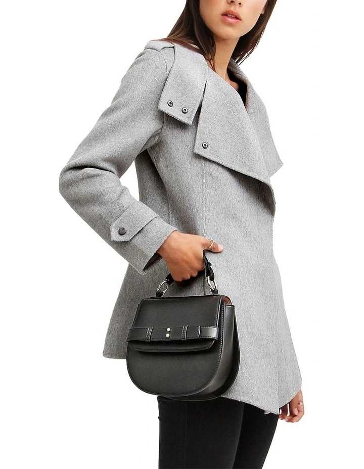 Bad Girl Wool Blend Moto Coat in Grey Marle image 4