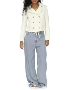 Back in Time Military Peacoat in Cream