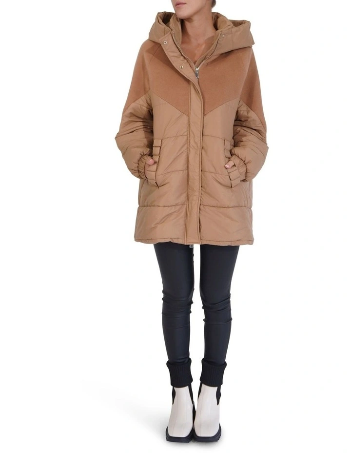 Say It Again Quilted Jacket in Camel image 2