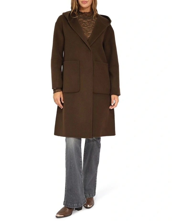 Walk This Way Wool Blend Oversized Coat in Chocolate image 2