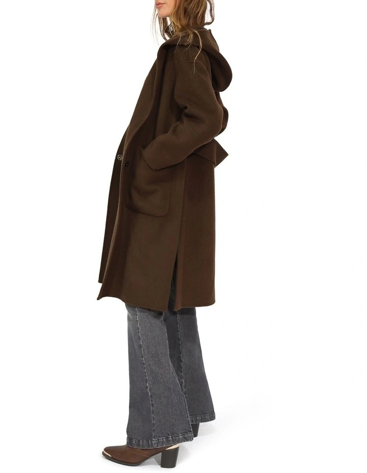 Walk This Way Wool Blend Oversized Coat in Chocolate image 3