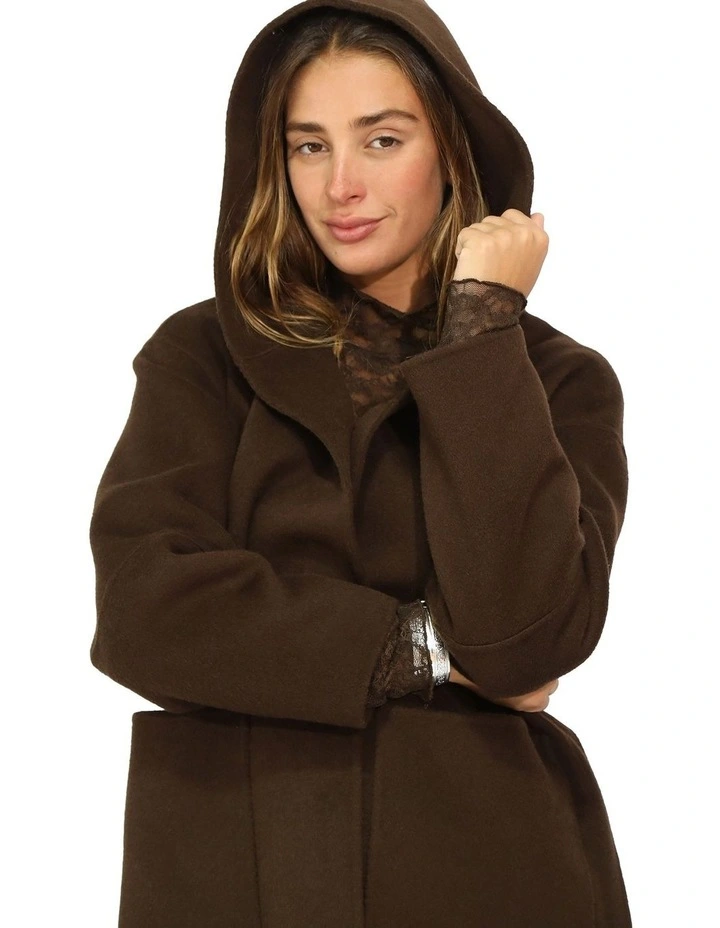 Walk This Way Wool Blend Oversized Coat in Chocolate image 4