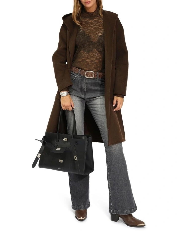 Walk This Way Wool Blend Oversized Coat in Chocolate image 7