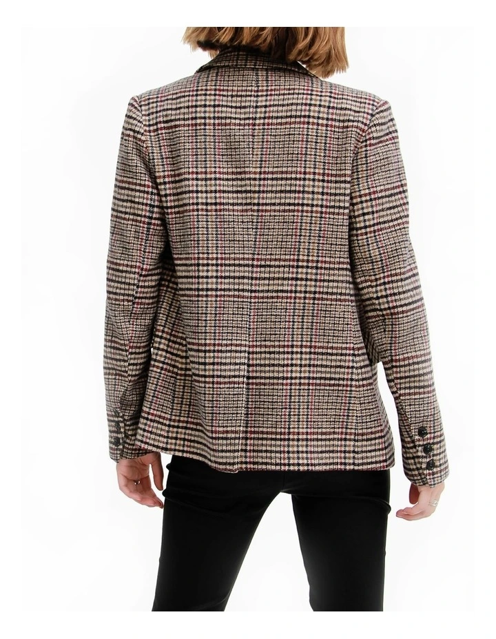 Piccadilly Wool Blend Plaid Blazer in Oat image 3