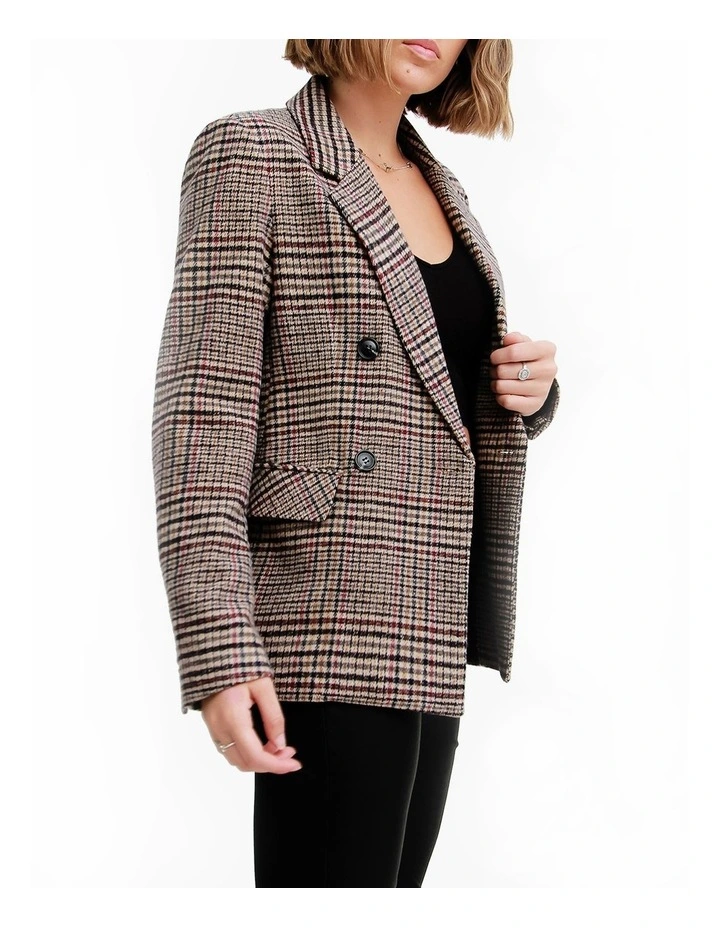 Piccadilly Wool Blend Plaid Blazer in Oat image 5