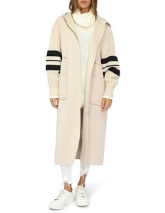 Cool Kid Hooded Coat in White Sand