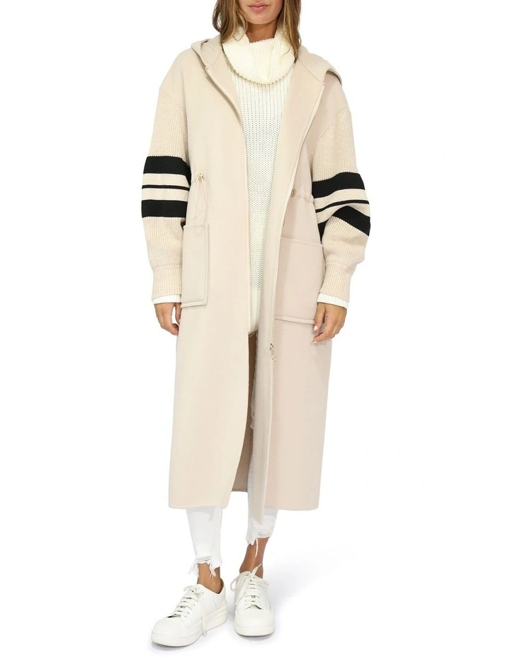 Cool Kid Hooded Coat in White Sand image 1