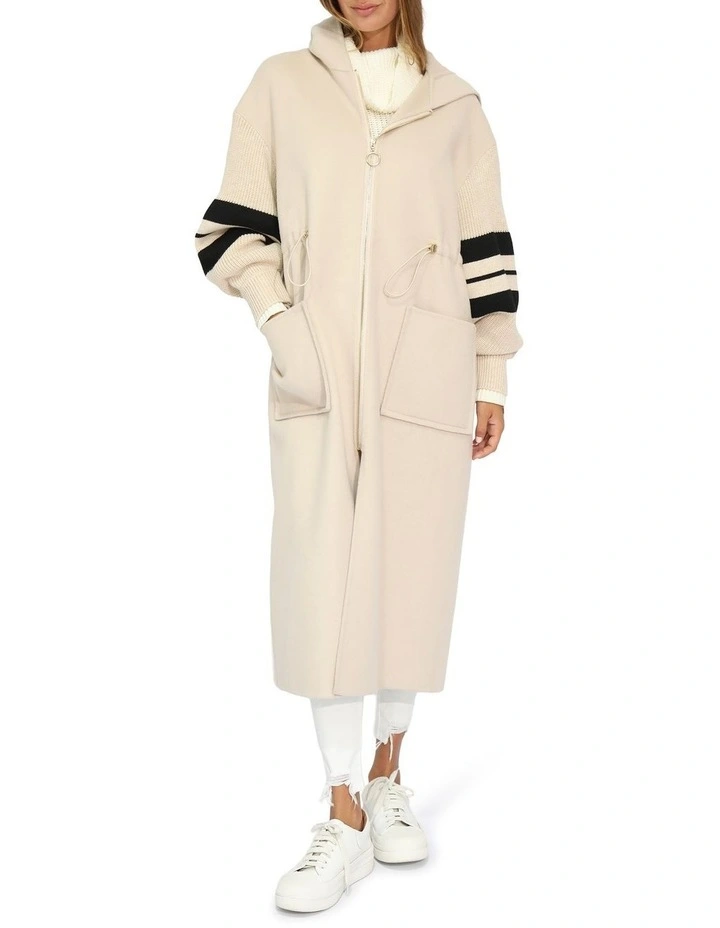 Cool Kid Hooded Coat in White Sand image 2