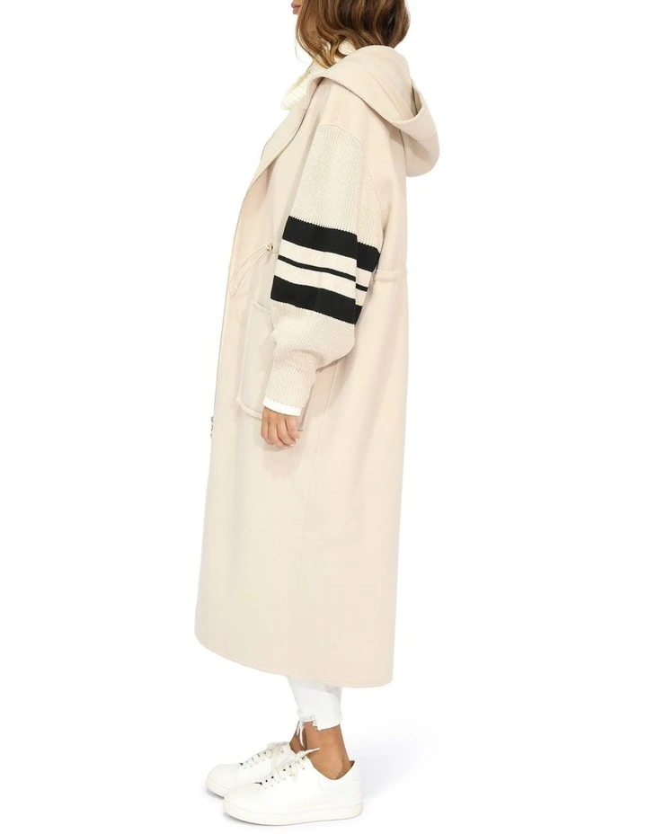 Cool Kid Hooded Coat in White Sand image 3