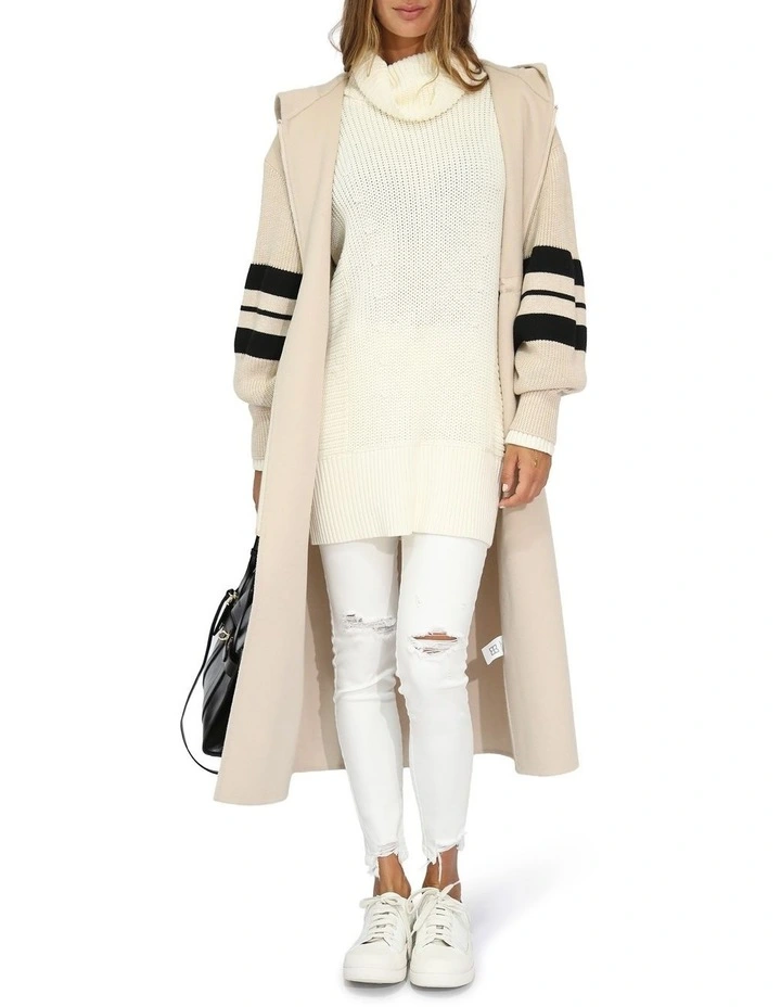Cool Kid Hooded Coat in White Sand image 5
