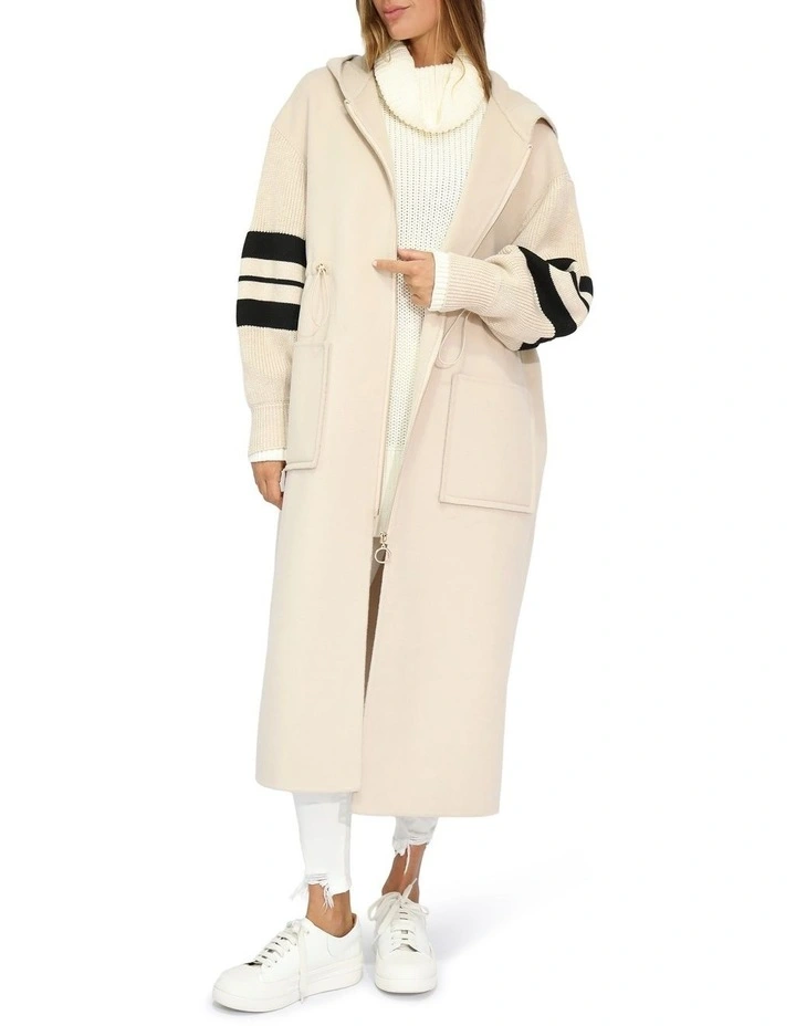 Cool Kid Hooded Coat in White Sand image 7
