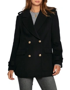 Harbour Military Wool Blend Pea Coat in Navy