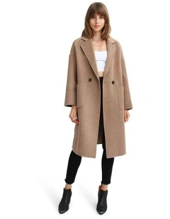 Publisher Double-Breasted Wool Blend Coat in Oat
