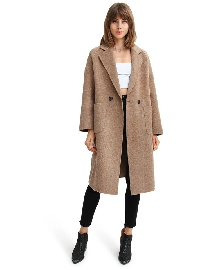 Publisher Double-Breasted Wool Blend Coat in Oat image 1