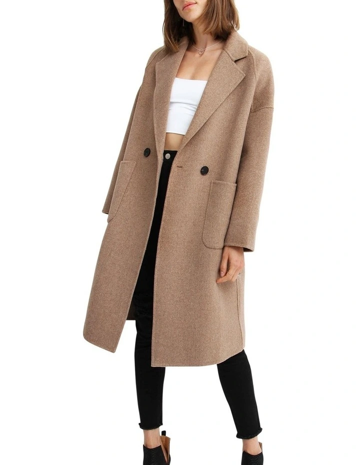 Publisher Double-Breasted Wool Blend Coat in Oat image 2