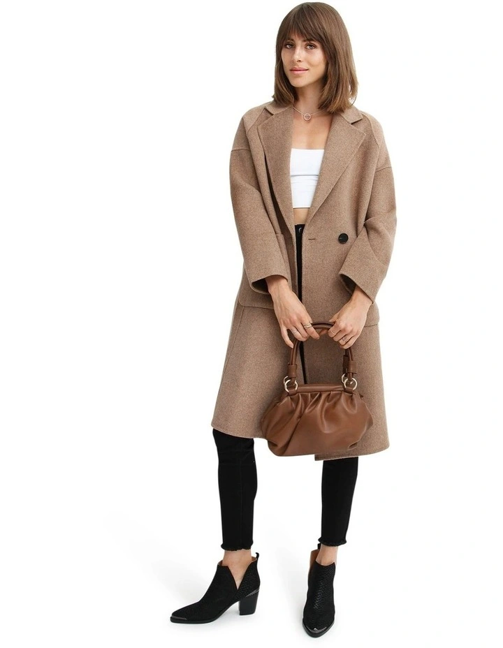 Publisher Double-Breasted Wool Blend Coat in Oat image 3